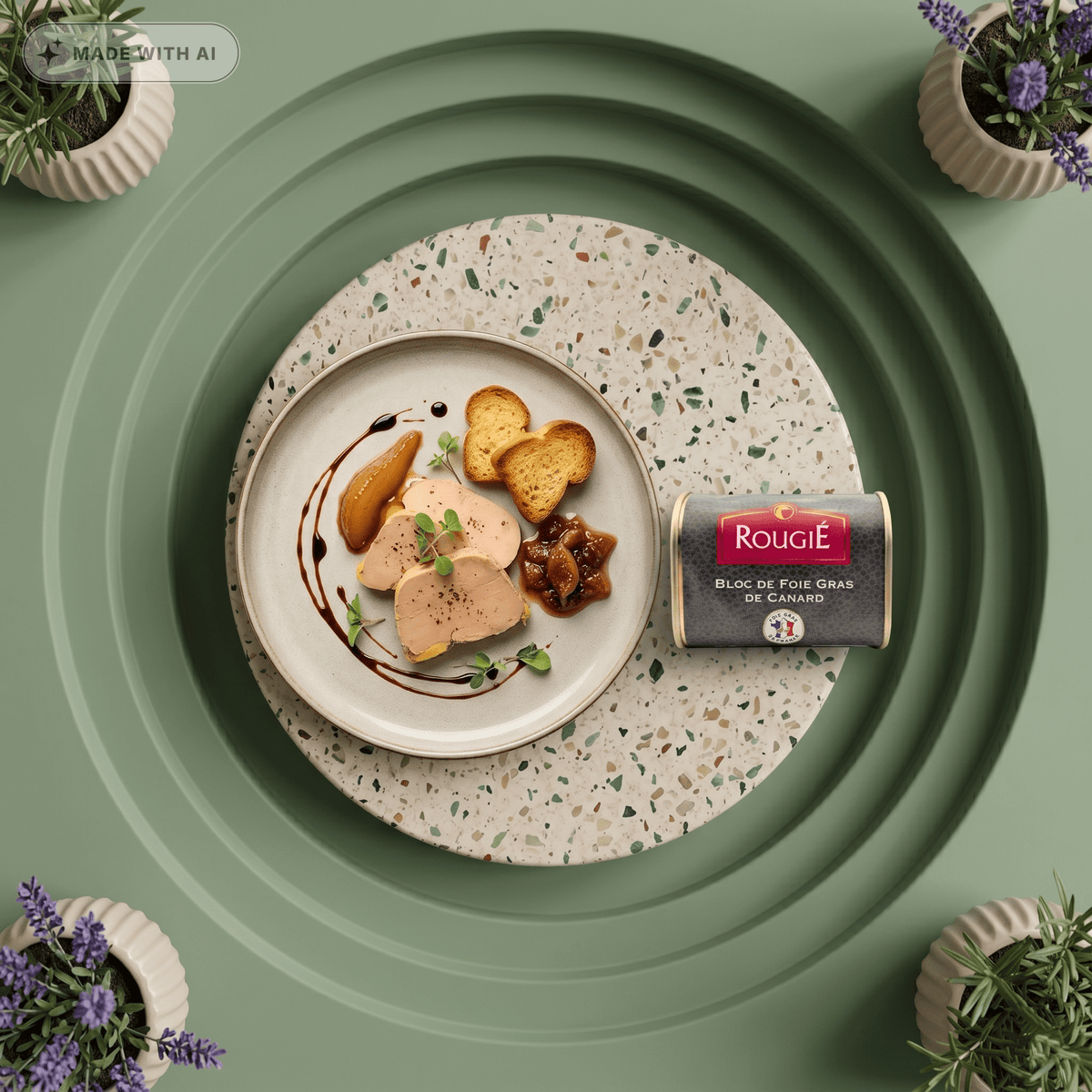 145g Entenleberblock mit Armagnac, Foie Gras de Canard ROUGIE - Delikatess Express