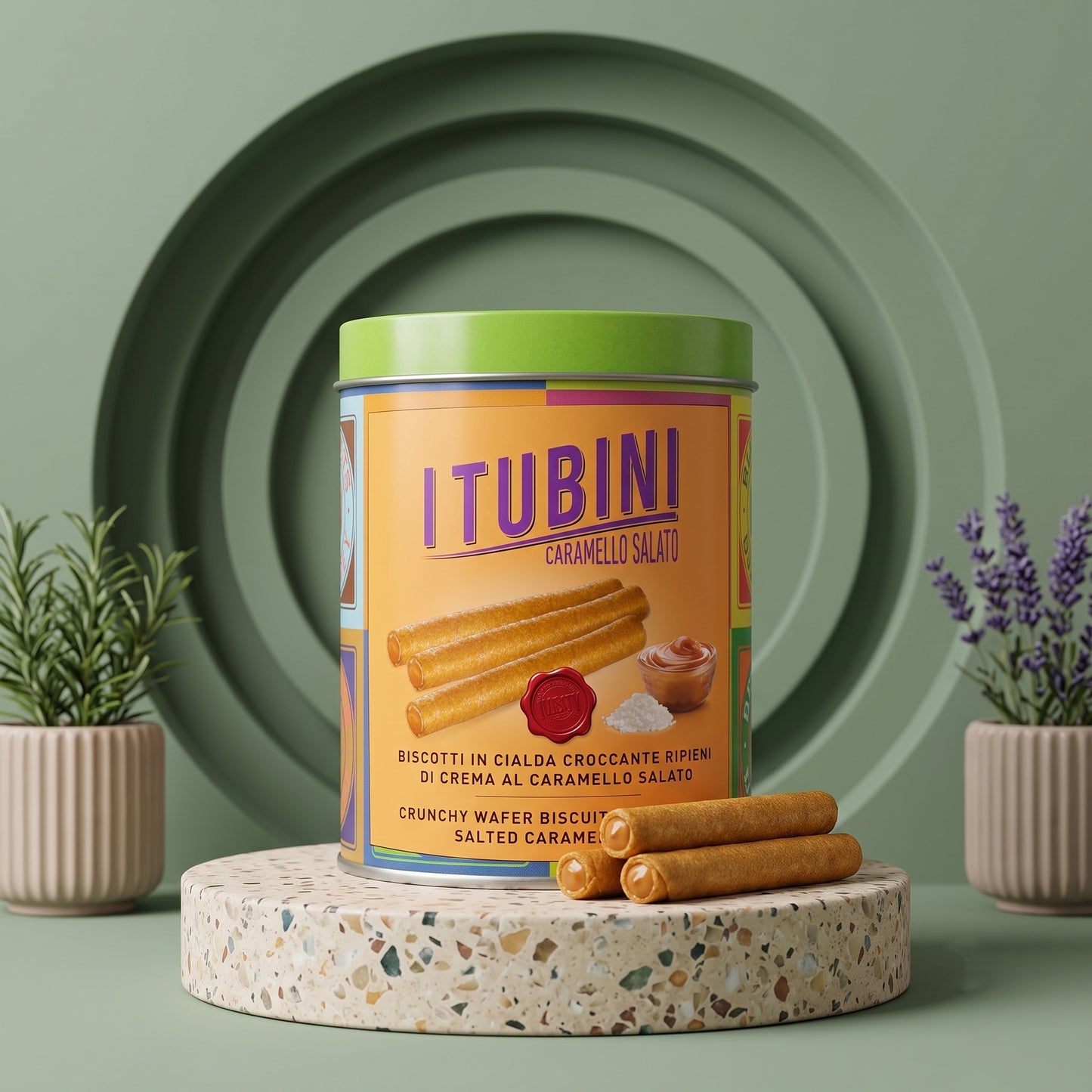 Tubini Caramello Salato – Knusprige Waffelröllchen mit Salzkaramell-Füllung