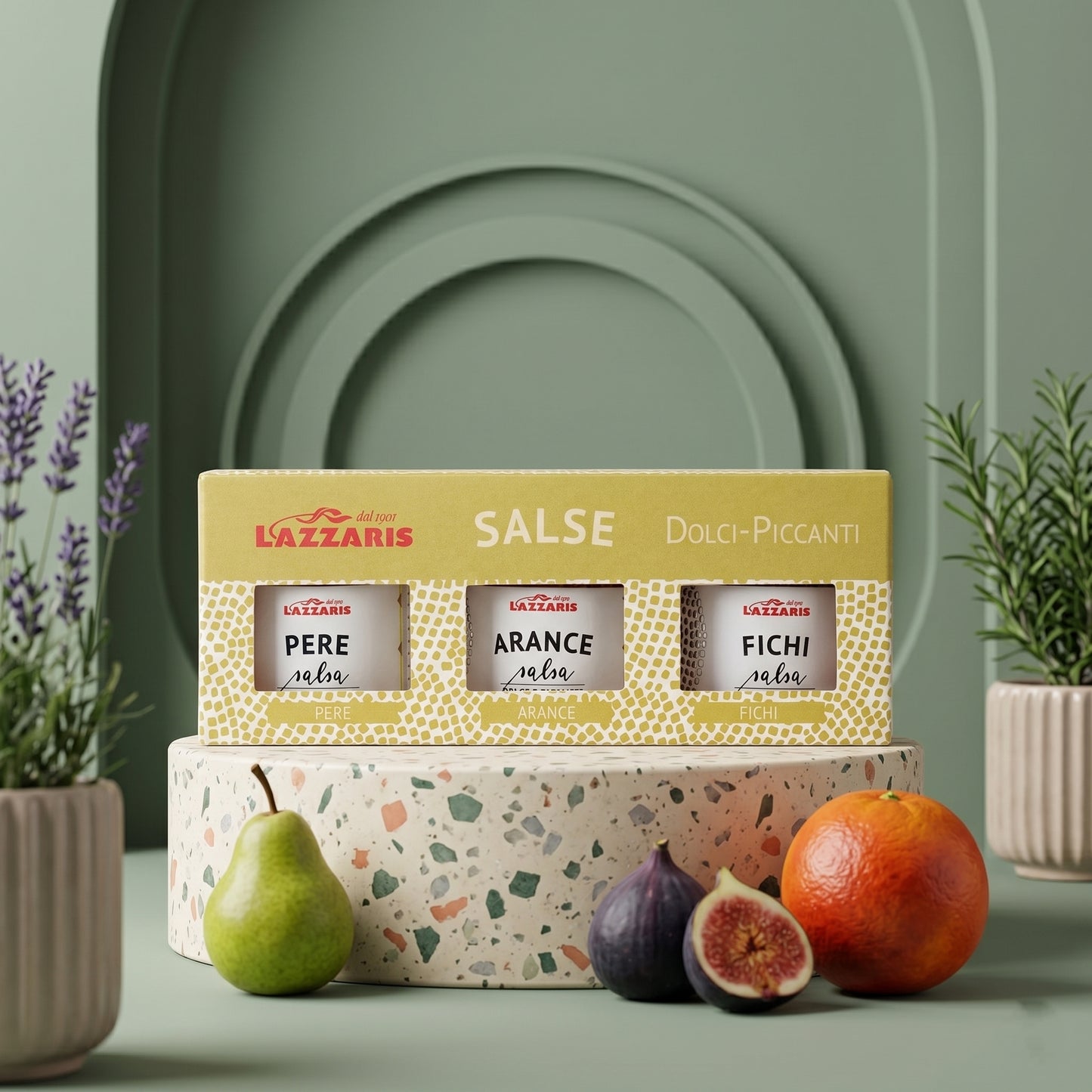 LAZZARIS Trio Senf-Sauce – Birne, Feige, Orange (3 x 50g)