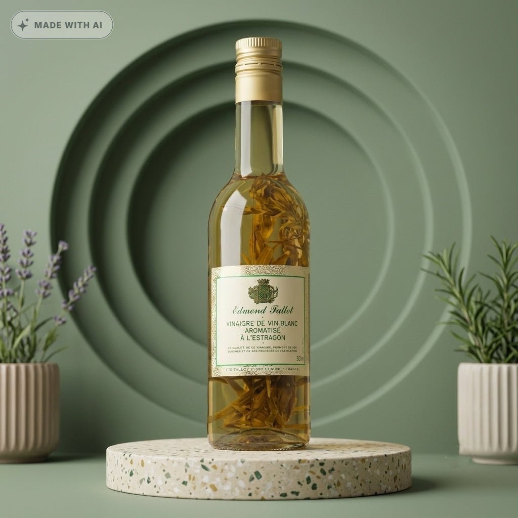 Fallot Weißweinessig mit frischem Estragon (500 ml) – Französischer Essig - Delikatess Express