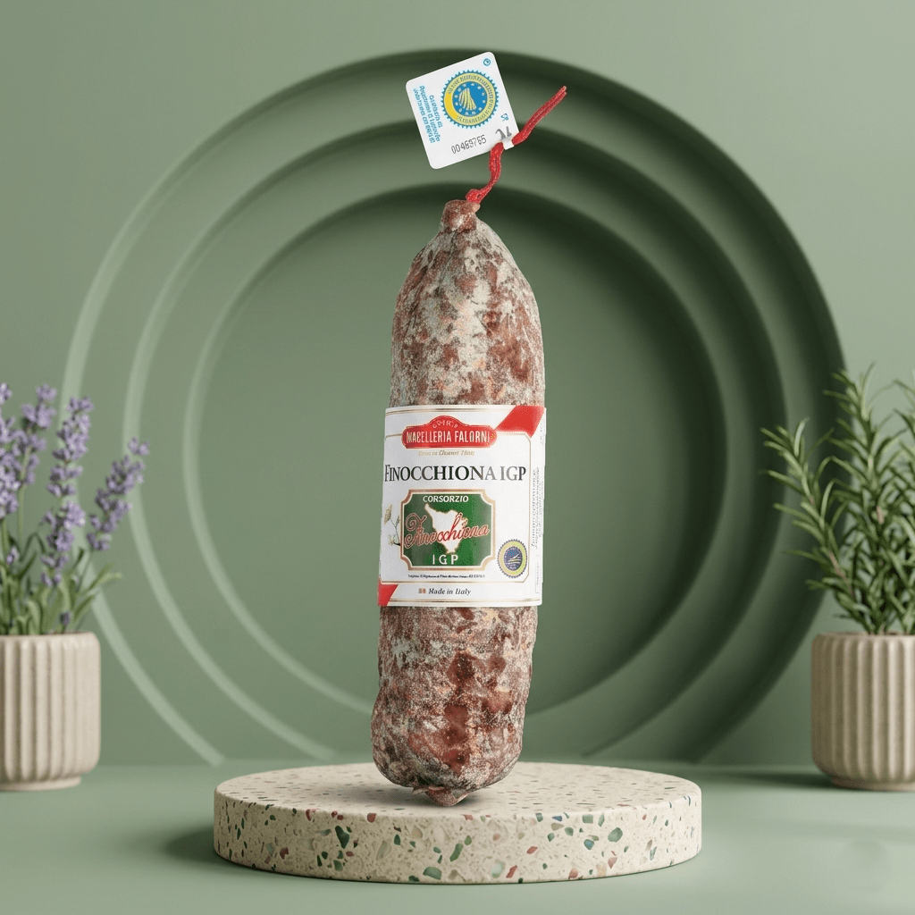 Fenchelsalami - Finocchiona, aus Bauchfleisch mit Wildfenchel FALORNI - Delikatess Express