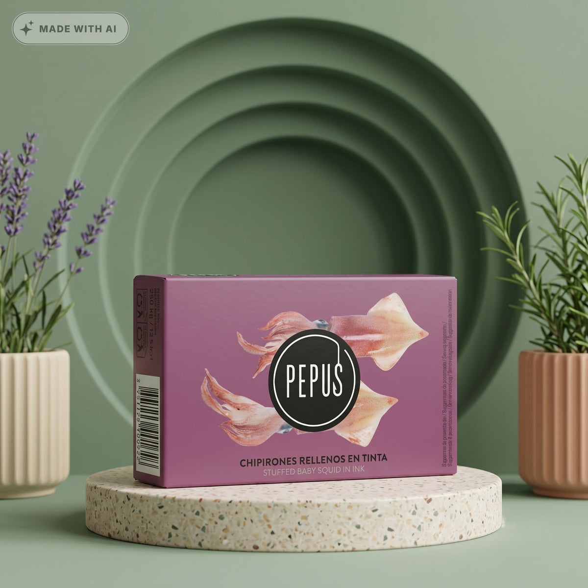 PEPUS Gefüllte Baby-Tintenfische in eigener Tinte 115g – Spanische Spezialität - Delikatess Express