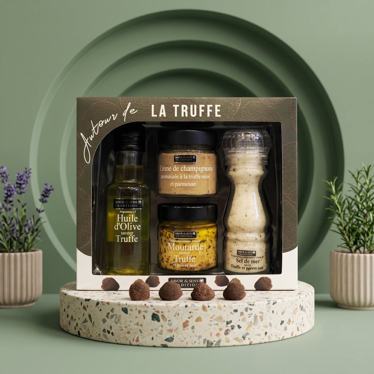 SAVOR & SENS Trüffel Geschenkbox 4-teilig – Premium Feinkost-Set mit Wintertrüffel - Delikatess Express