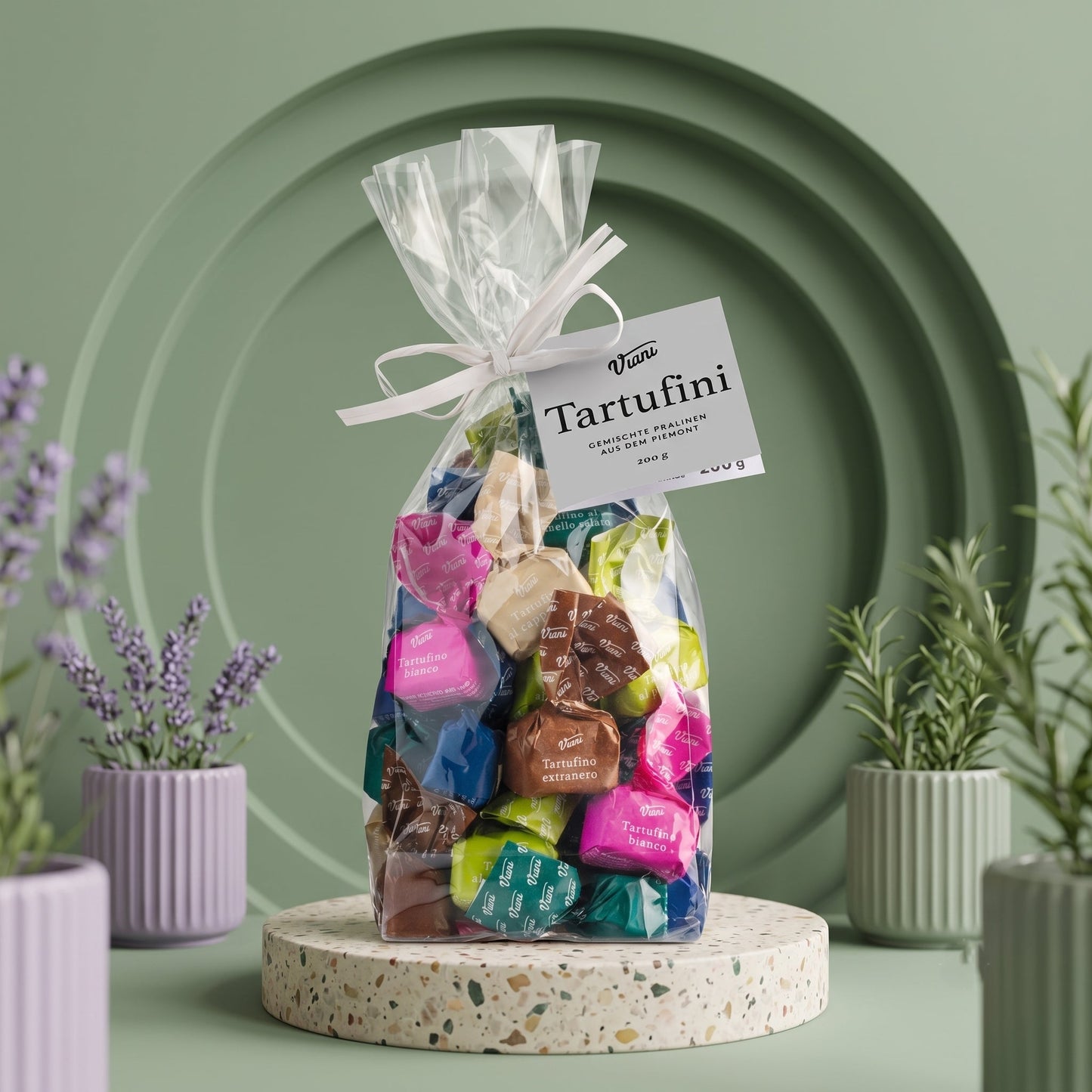 VIANI Tartufini Dolci Misti 200g – Mini-Schokoladentrüffel (28 Stück, 6 Sorten) im Geschenkbeutel - Delikatess Express