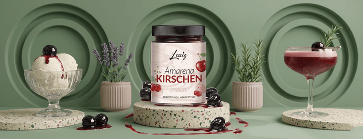Das rubinrote Finale: Maraschino Amarena-Kirschen von Lessig - Delikatess Express