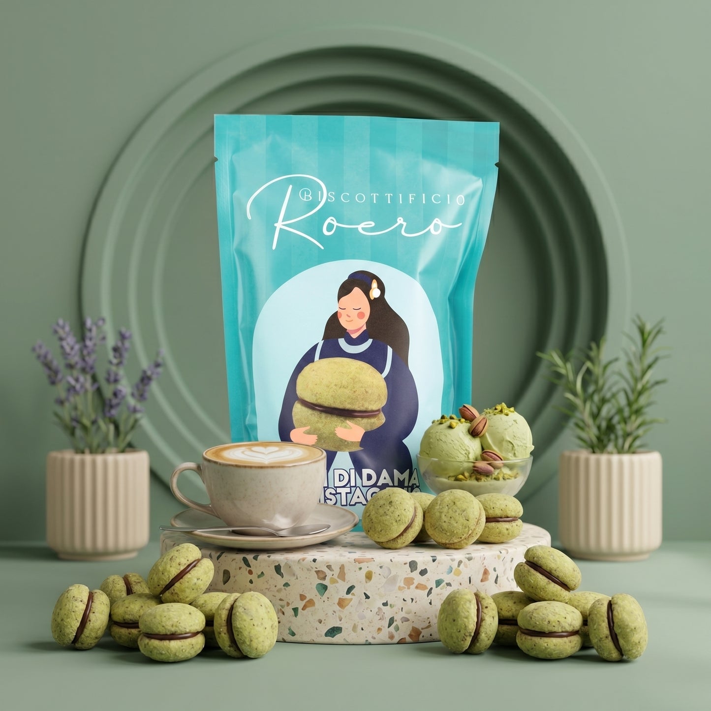 Baci di Dama mit Pistazie – Italienischer Doppelkeks