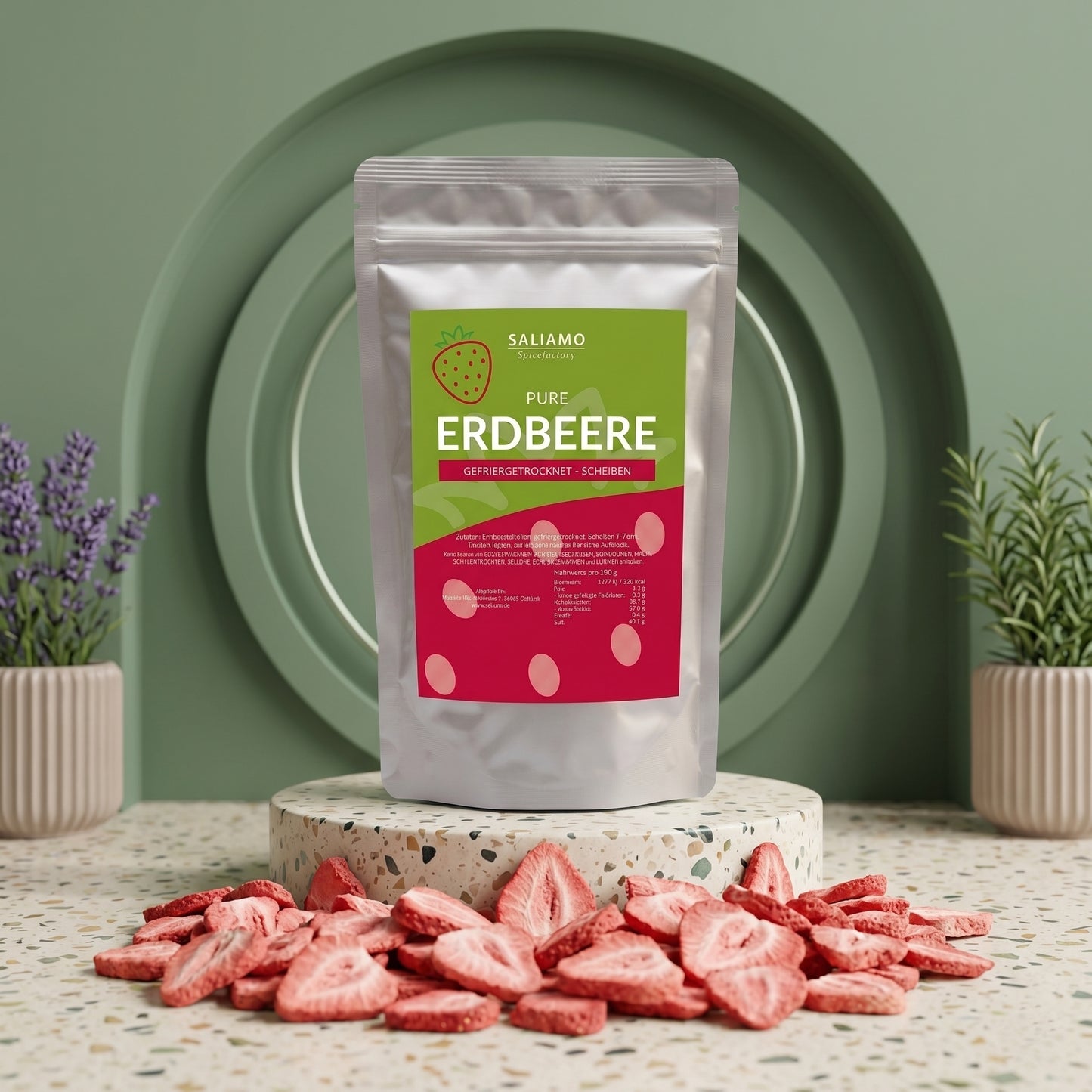 Saliamo Gefriergetrocknete Erdbeeren in Scheiben (300g) – Pure Erdbeerchips