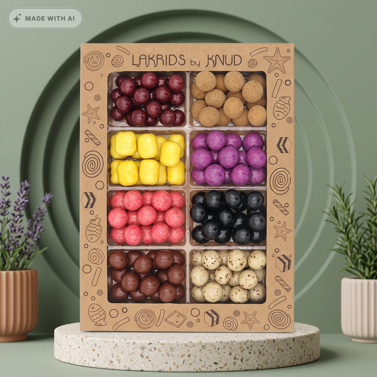 Knud Lakritz Geschenkset Frucht & Schokolade (550 g) – 8 Schoko-Kugeln - Delikatess Express