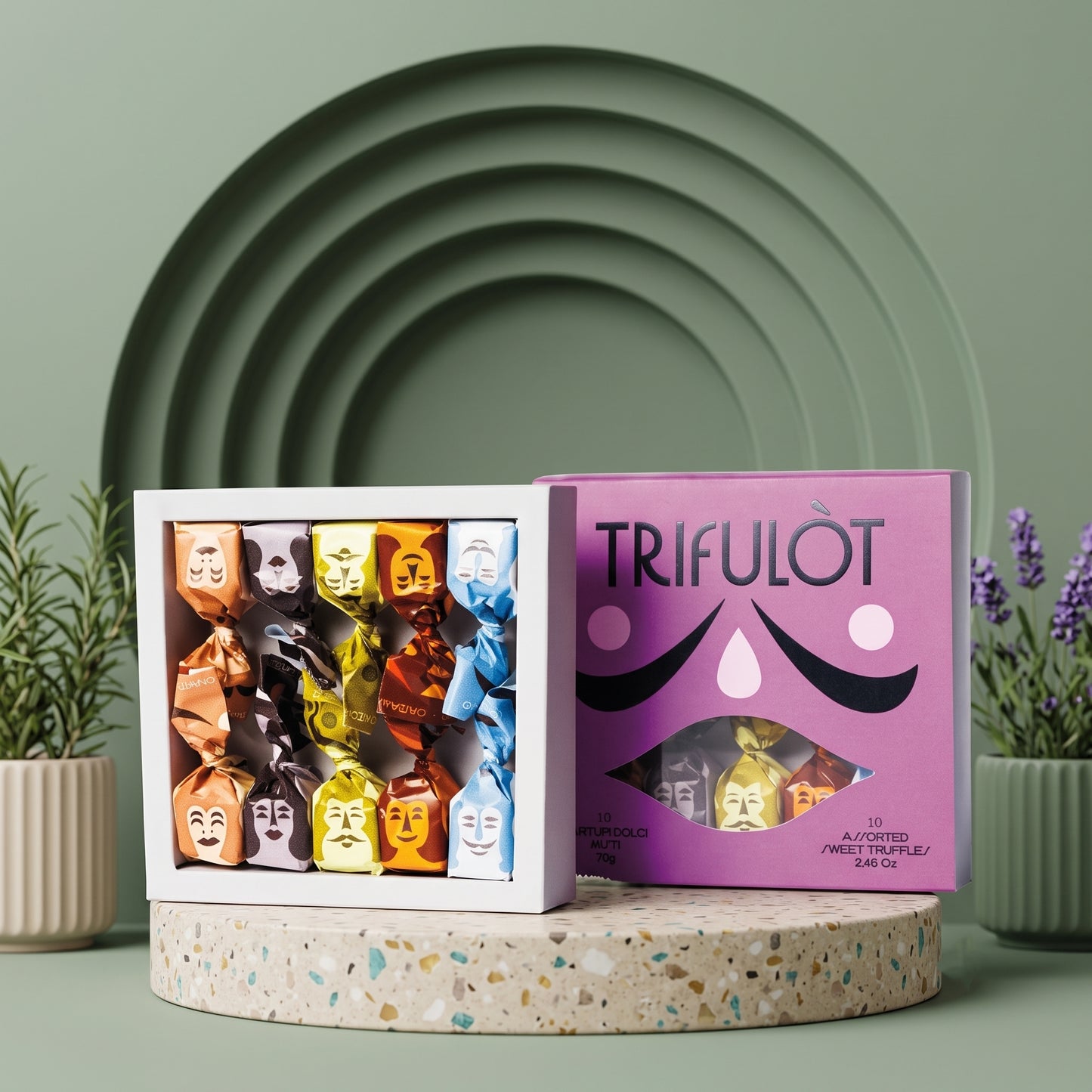 TRIFULOT Tartufo Dolce Pralinenmischung 10er-Box – 5 erlesene Trüffel-Sorten - Delikatess Express