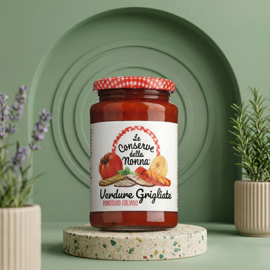 Tomatensauce mit gegrilltem Gemüse