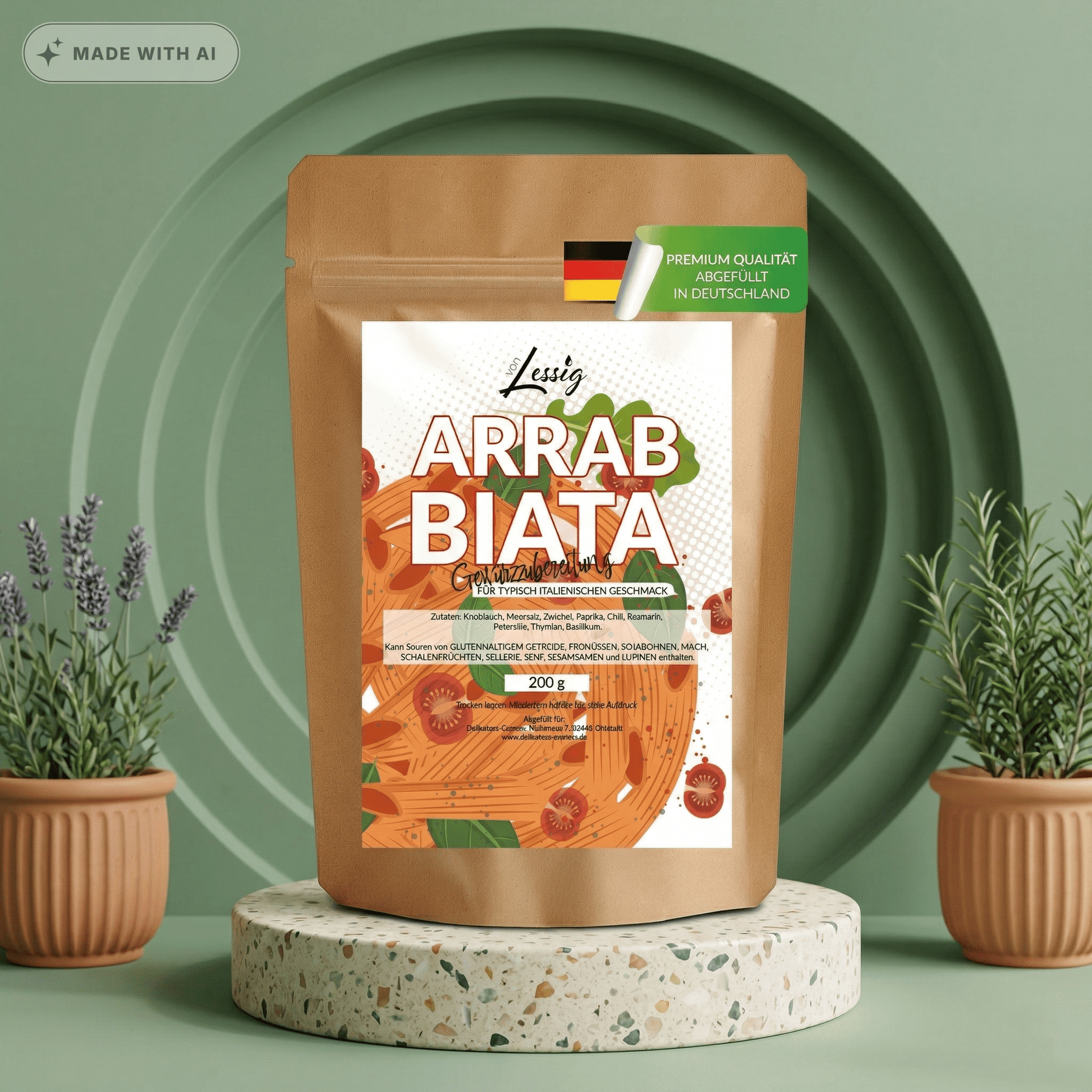 Arrabbiata Gewürz von LESSIG - Italienischer Flair für Ihre Küche - Delikatess Express