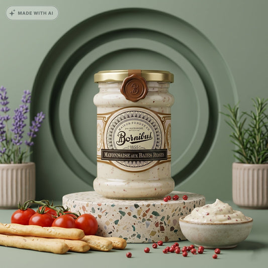Bornibus Mayonnaise mit rosa Beeren (220g) – Fruchtig-feine Premium-Mayonnaise - Delikatess Express