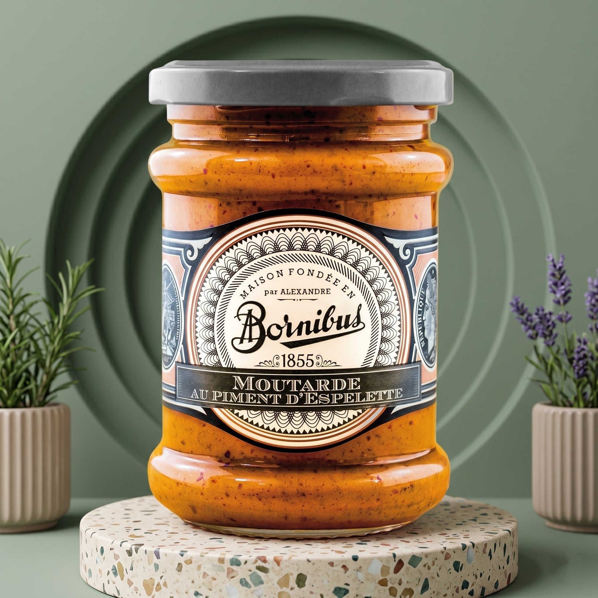 Bornibus Senf mit Espelette-Pfeffer (250g) – Original französischer Gourmetsenf - Delikatess Express