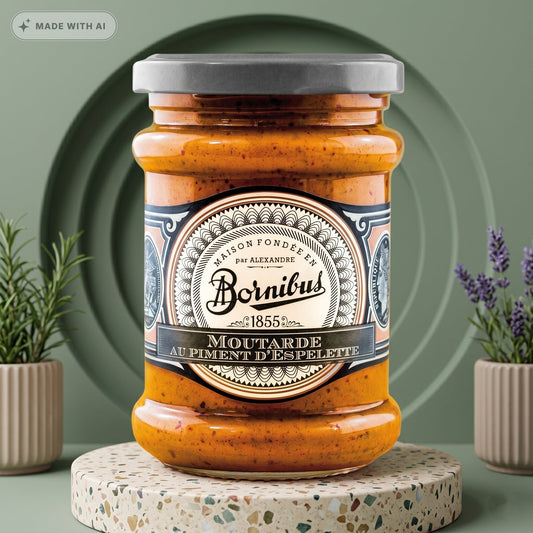 Bornibus Senf mit Espelette-Pfeffer (250g) – Original französischer Gourmetsenf - Delikatess Express