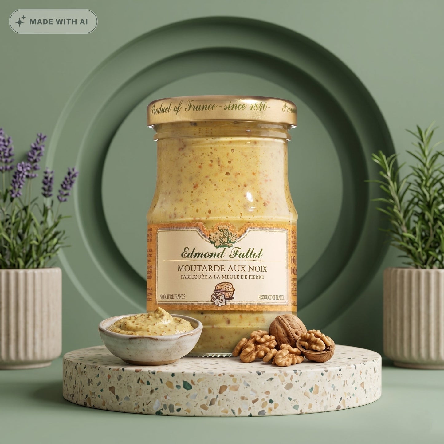 Fallot Walnusssenf (105g) – Dijonsenf mit Périgord-Walnüssen (Moutarde aux noix) - Delikatess Express