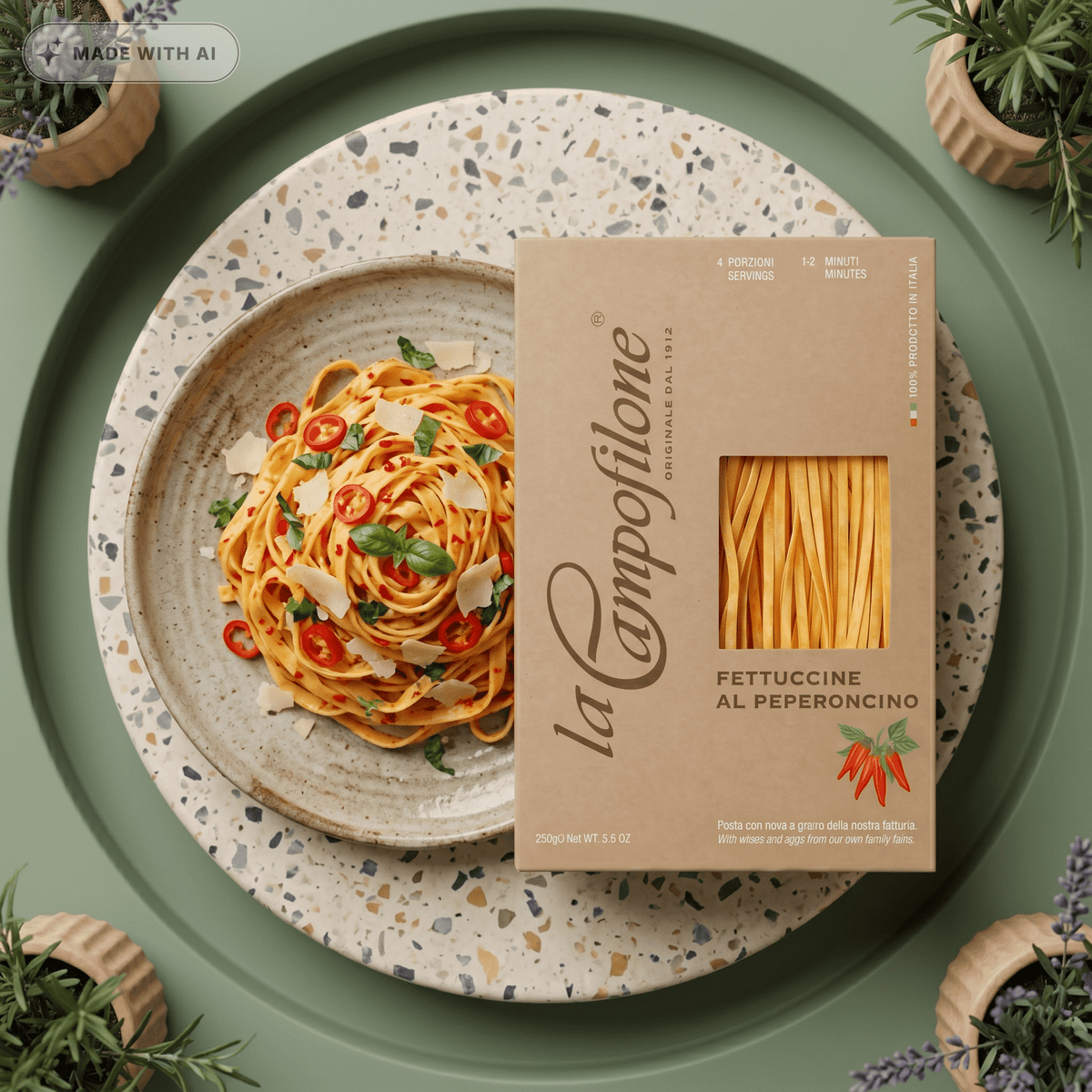 Fettuccine scharf Peperoncino - Eierbandnudeln von CAMPOFILONE - Delikatess Express