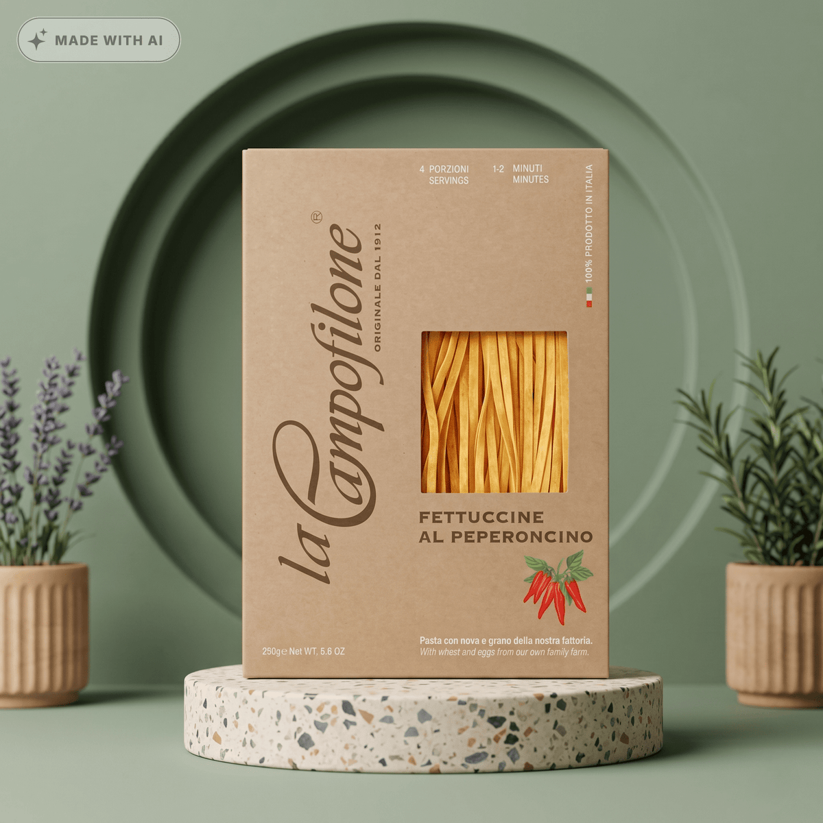 Fettuccine scharf Peperoncino - Eierbandnudeln von CAMPOFILONE - Delikatess Express
