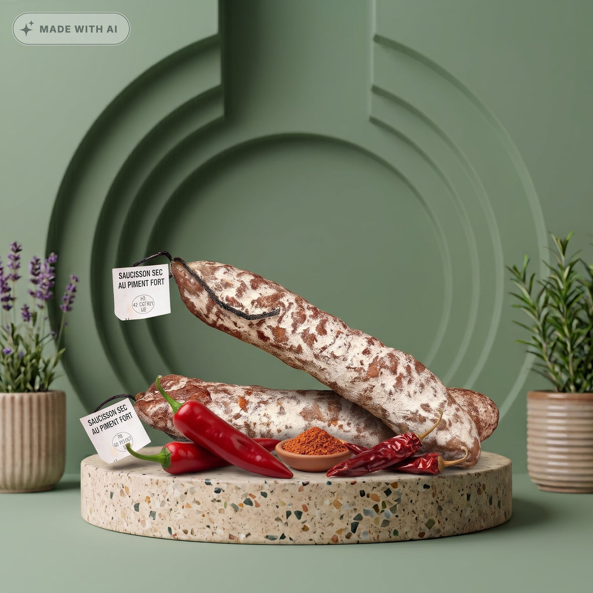 Französische Trockenwurst Extra scharf mit Piment d'Espelette (2 x 150g) - Delikatess Express