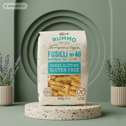 Fusilli N°48, glutenfrei - Nudeln aus Vollkornreis und Mais RUMMO - Delikatess Express