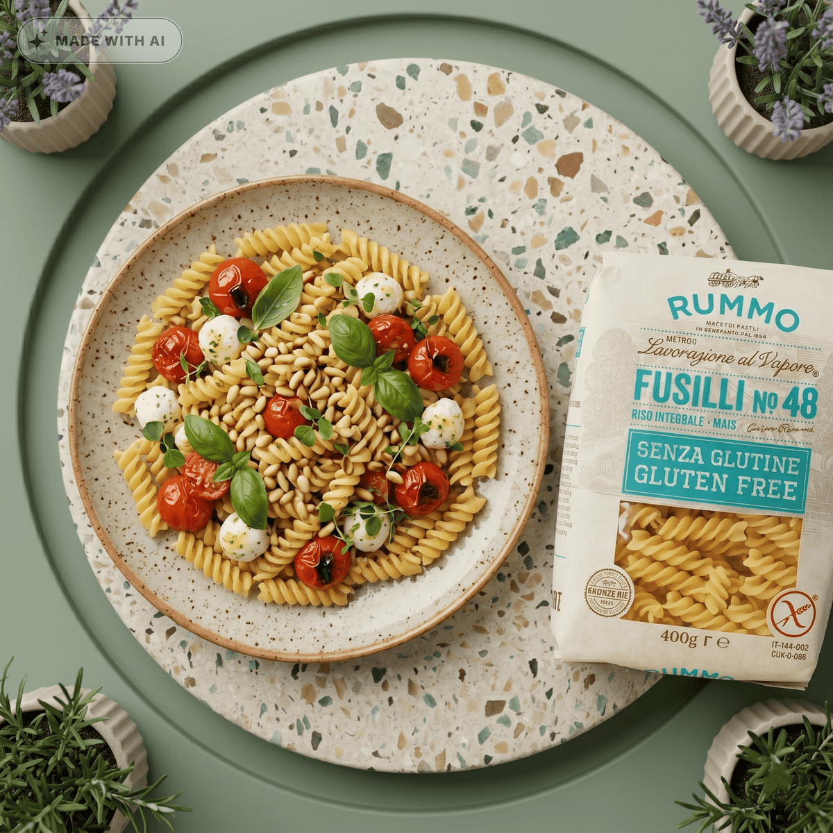 Fusilli N°48, glutenfrei - Nudeln aus Vollkornreis und Mais RUMMO - Delikatess Express