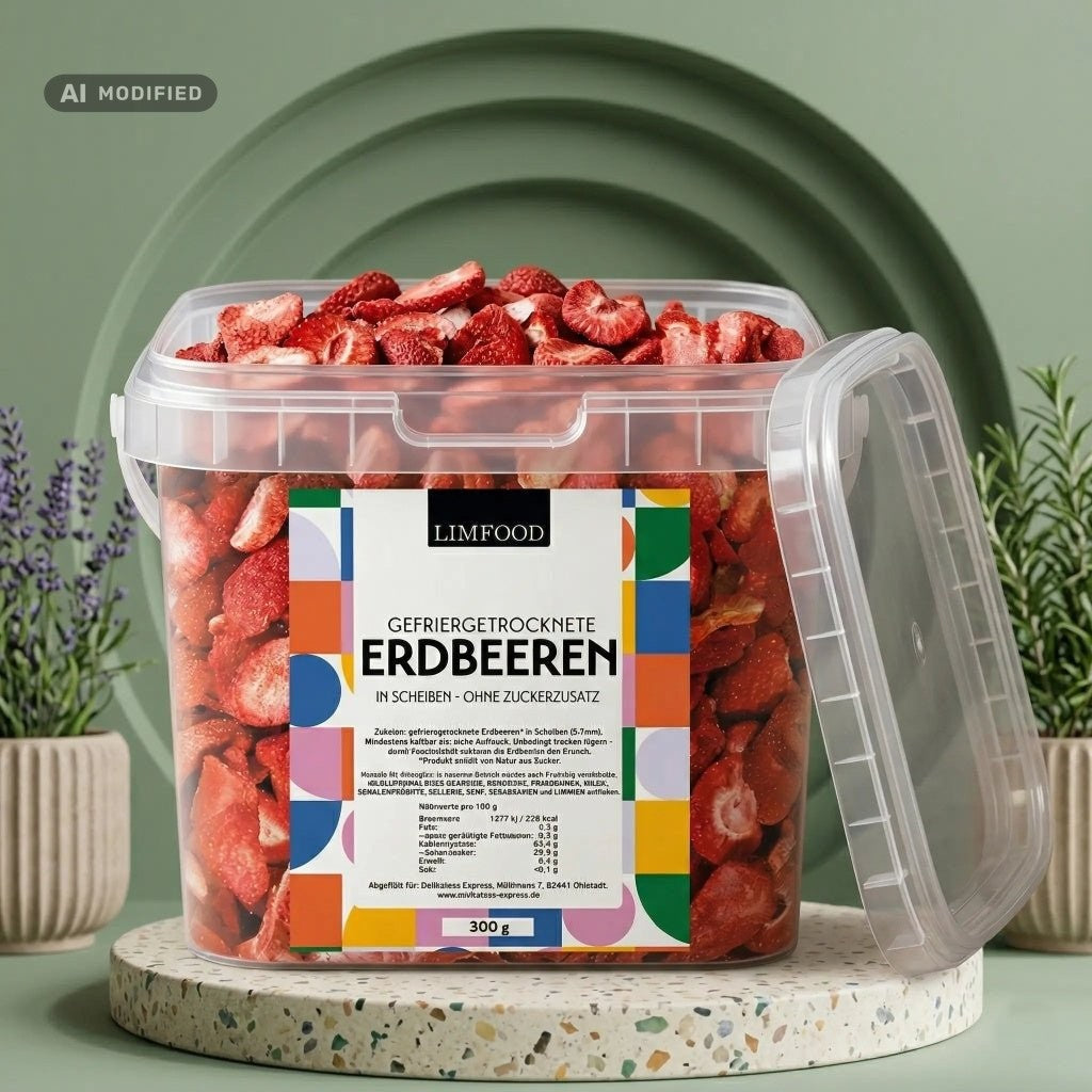 Gefriergetrocknete Erdbeeren in Scheiben von LIMFOOD - Delikatess Express