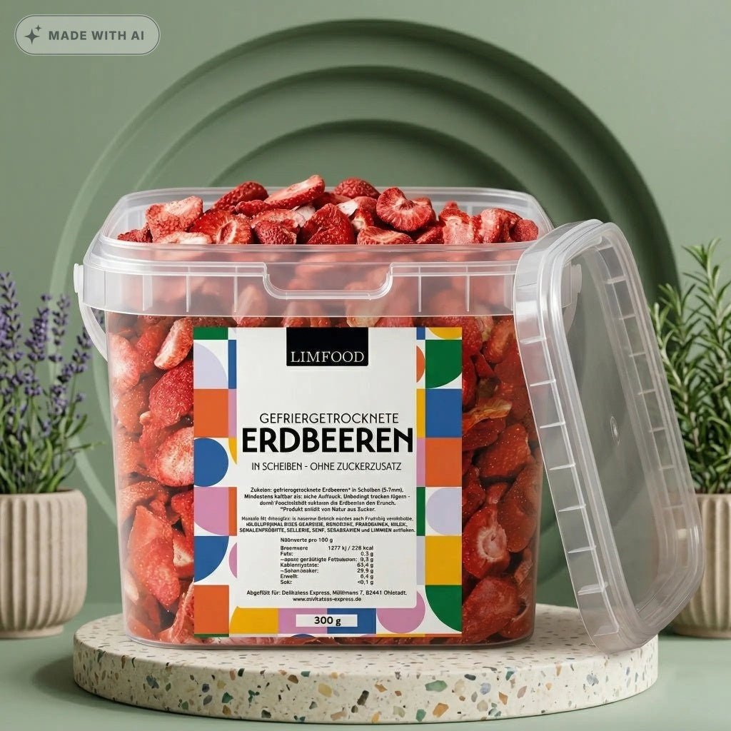 Gefriergetrocknete Erdbeeren in Scheiben von LIMFOOD - Delikatess Express