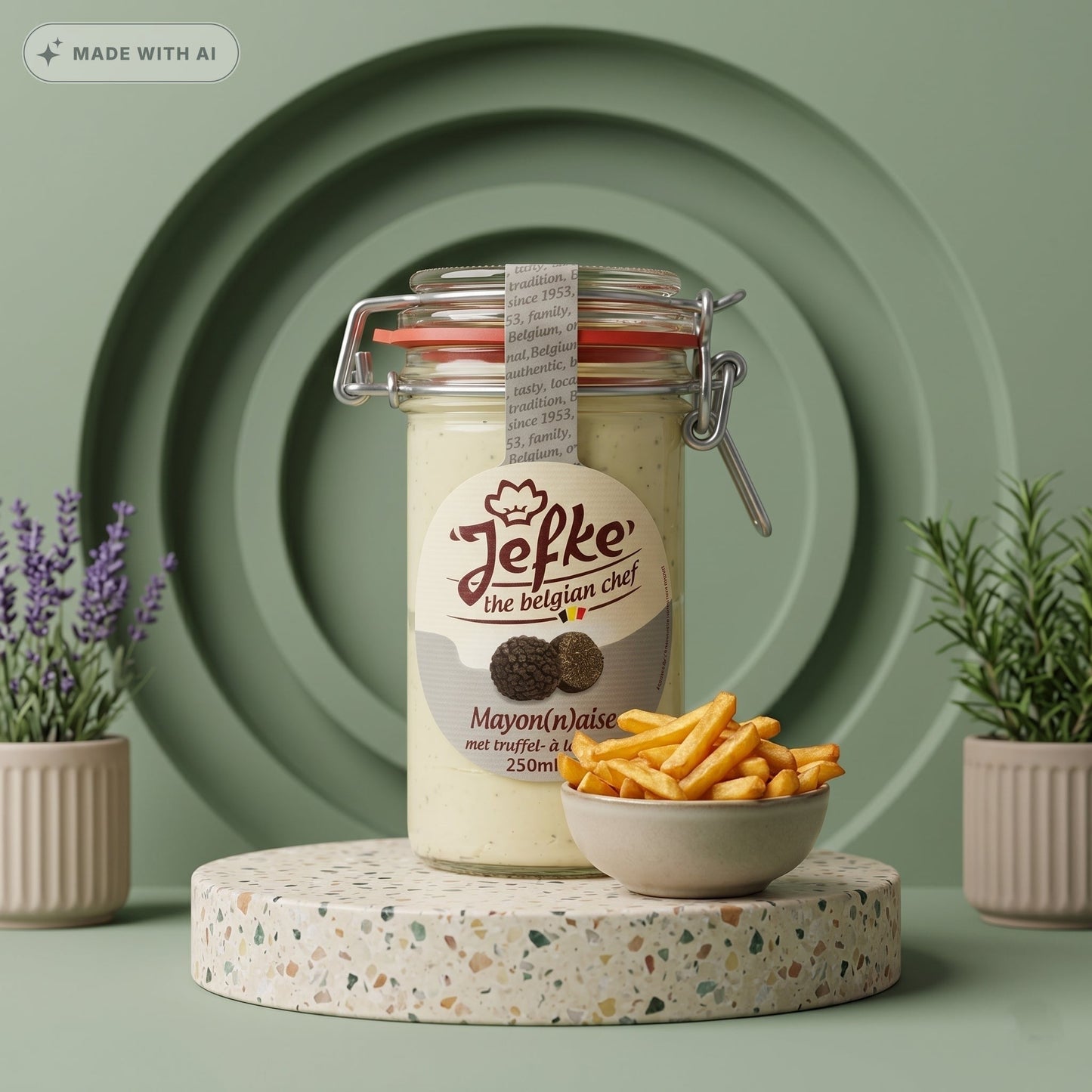 Jefke Trüffelmayonnaise (250ml) – Cremige Mayonnaise nach belgischer Art - Delikatess Express