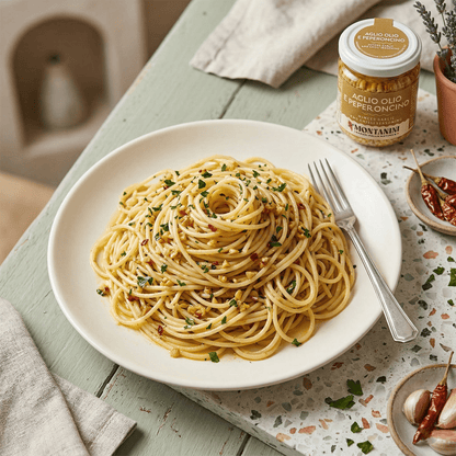 Knoblauch gehackt mit Chili in Öl MONTANINI - Delikatess Express