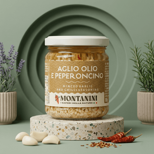 Knoblauch gehackt mit Chili in Öl MONTANINI - Delikatess Express