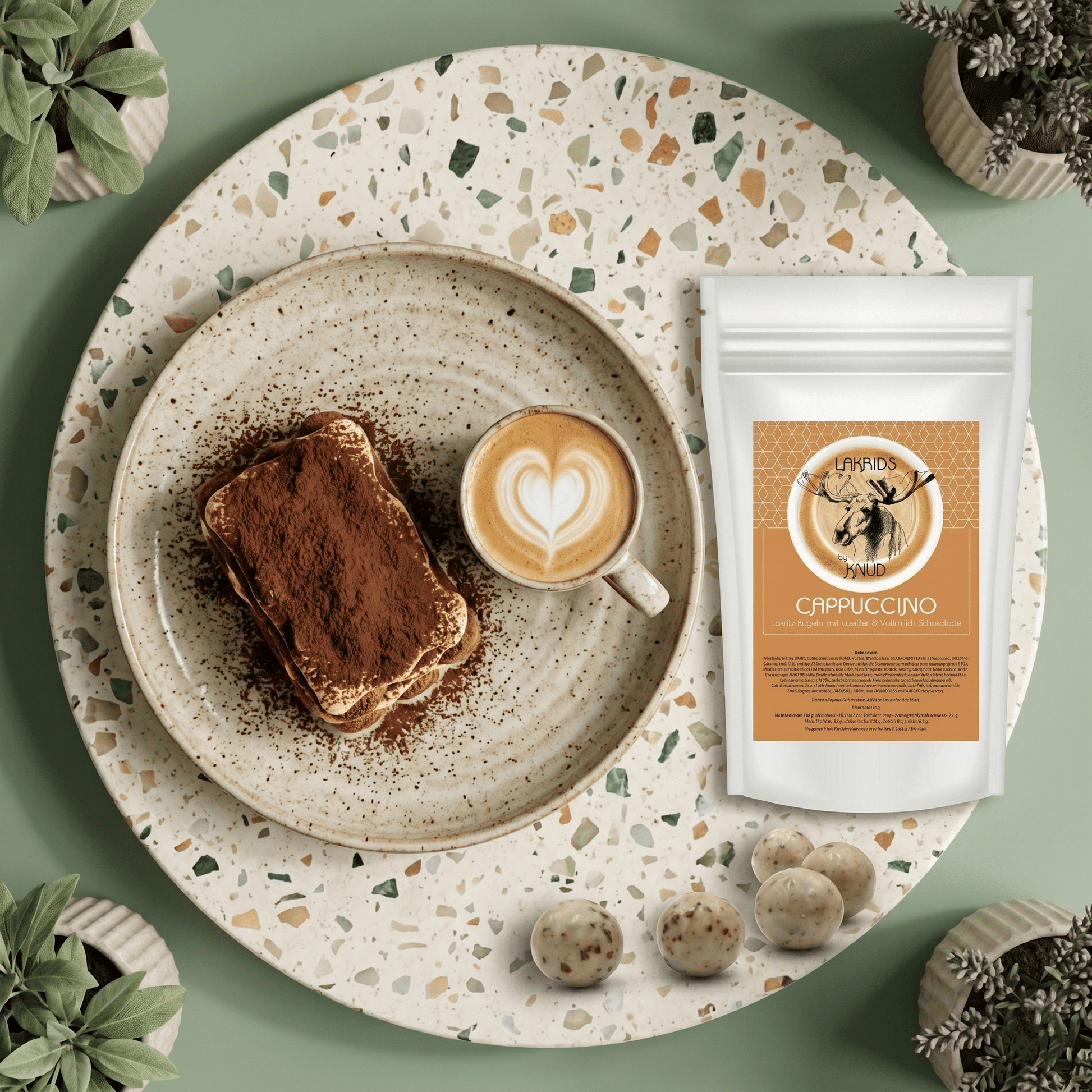 Lakritz Kugeln mit weißer und Vollmilch Schokolade Cappuccino KNUD - Delikatess Express