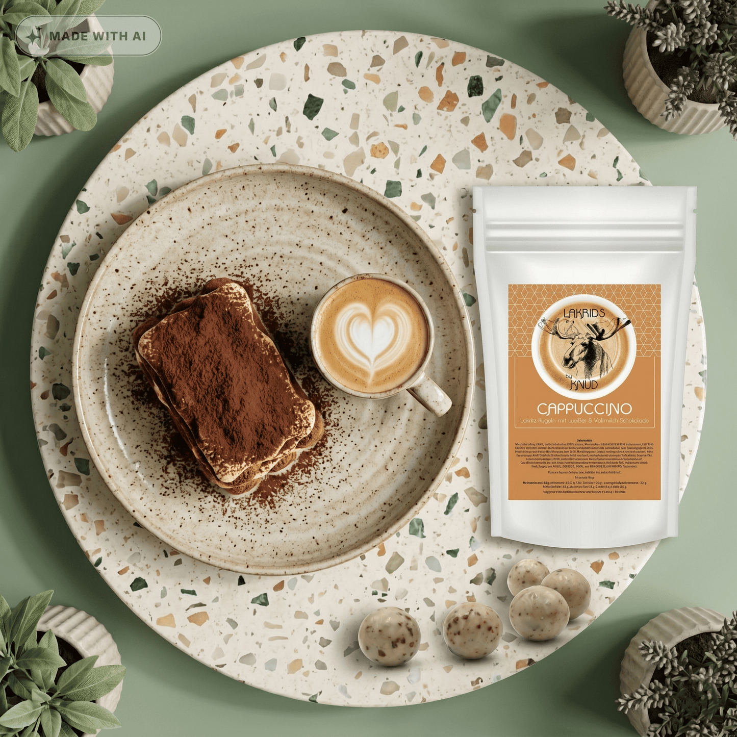 Lakritz Kugeln mit weißer und Vollmilch Schokolade Cappuccino KNUD - Delikatess Express