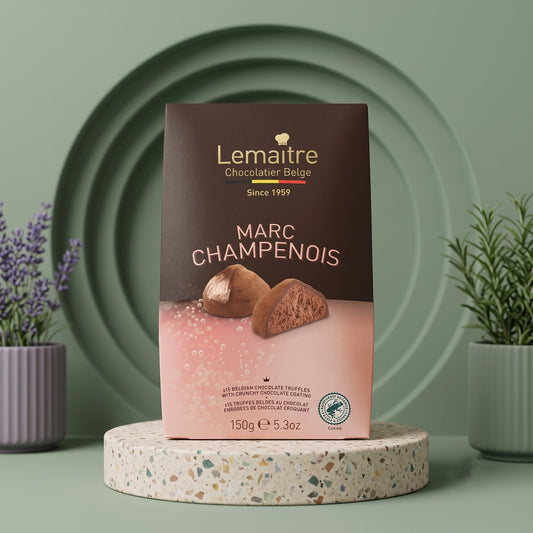 LEMAITRE Kakaokonfekt Marc de Champagne 150g – Zartschmelzende Trüffelspezialität - Delikatess Express