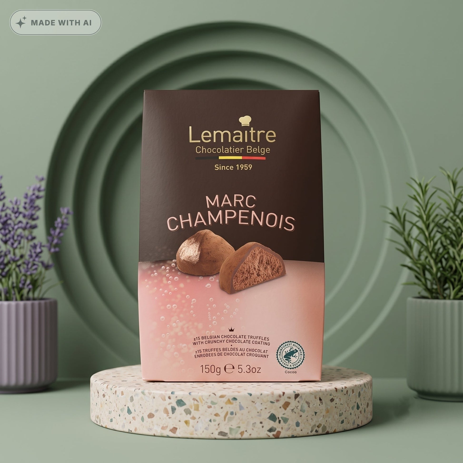 LEMAITRE Kakaokonfekt Marc de Champagne 150g – Zartschmelzende Trüffelspezialität - Delikatess Express