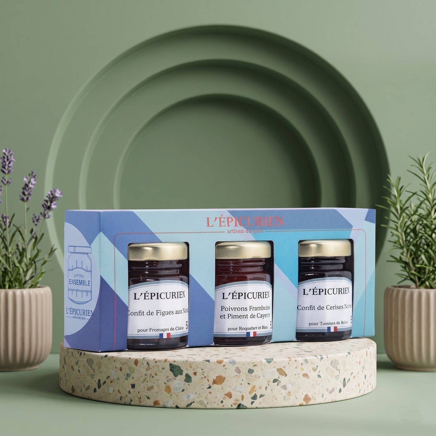 L'ÉPICURIEN Konfitüren rund um Käse Trio 3 x 50g – Feinkost-Set für Käseliebhaber - Delikatess Express