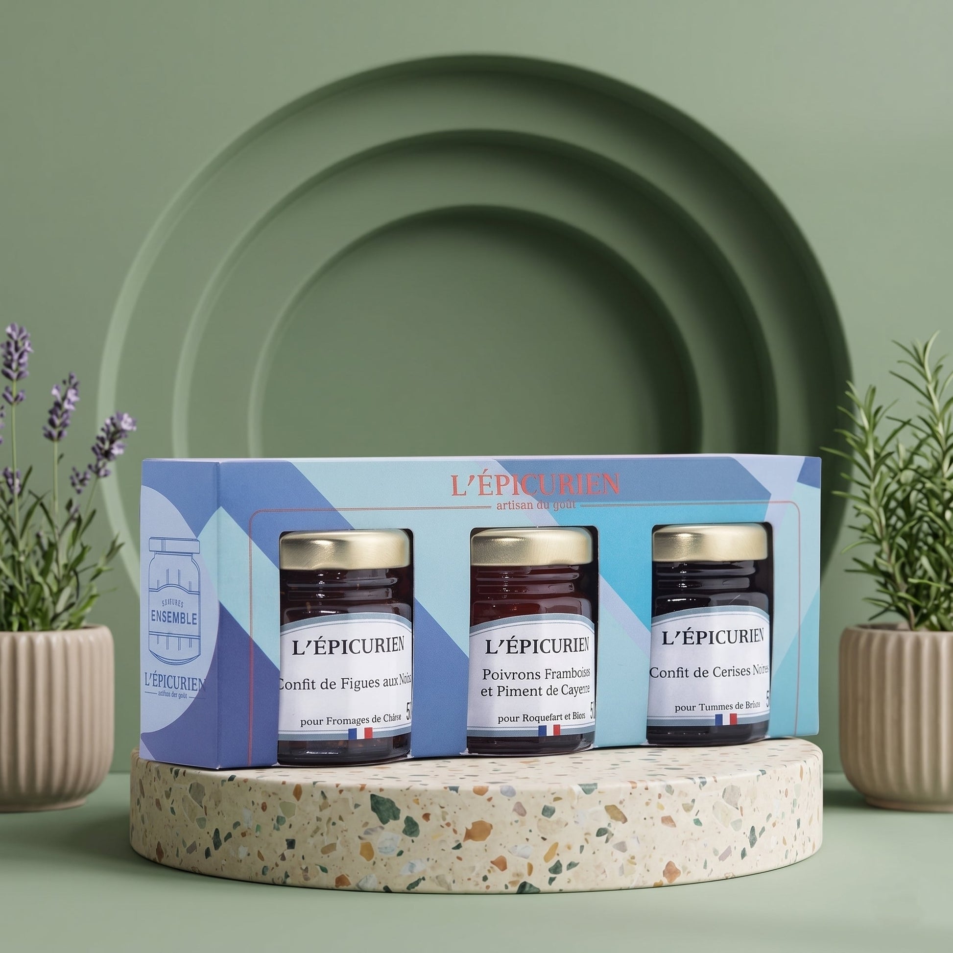 L'ÉPICURIEN Konfitüren rund um Käse Trio 3 x 50g – Feinkost-Set für Käseliebhaber - Delikatess Express