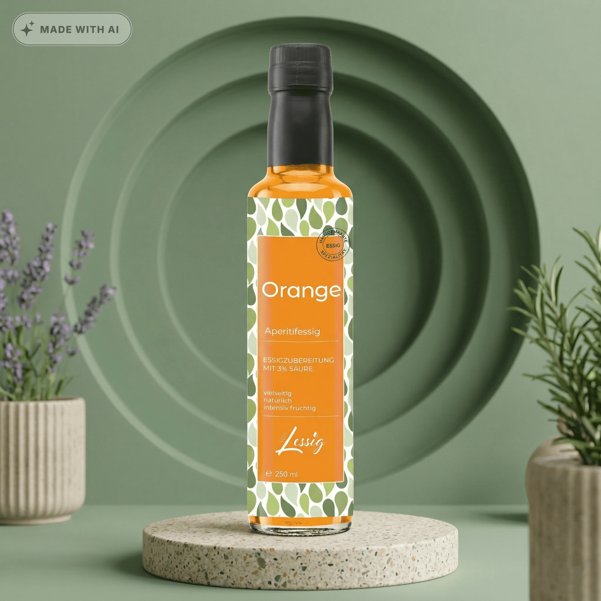 LESSIG Orange & Essig (3% Säure) – Milde Essigspezialität mit sonnengereifter Orangennote - Delikatess Express