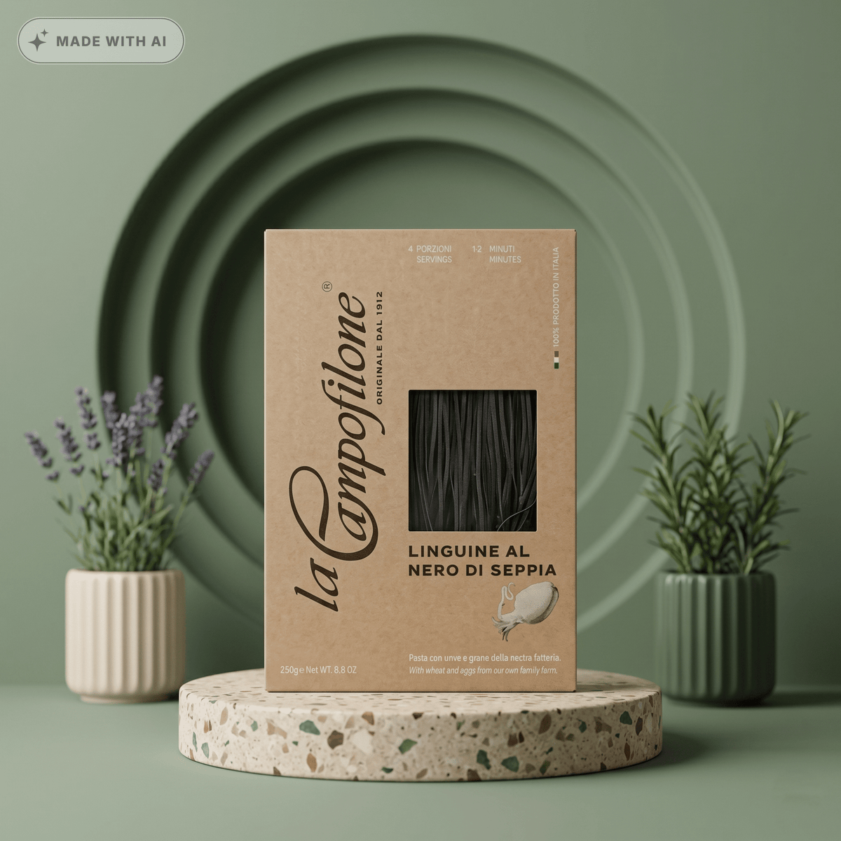Linguine - Tintenfischtinte - Eierbandnudeln von CAMPOFILONE - Delikatess Express