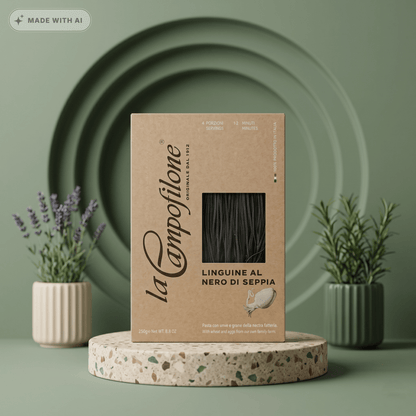 Linguine - Tintenfischtinte - Eierbandnudeln von CAMPOFILONE - Delikatess Express