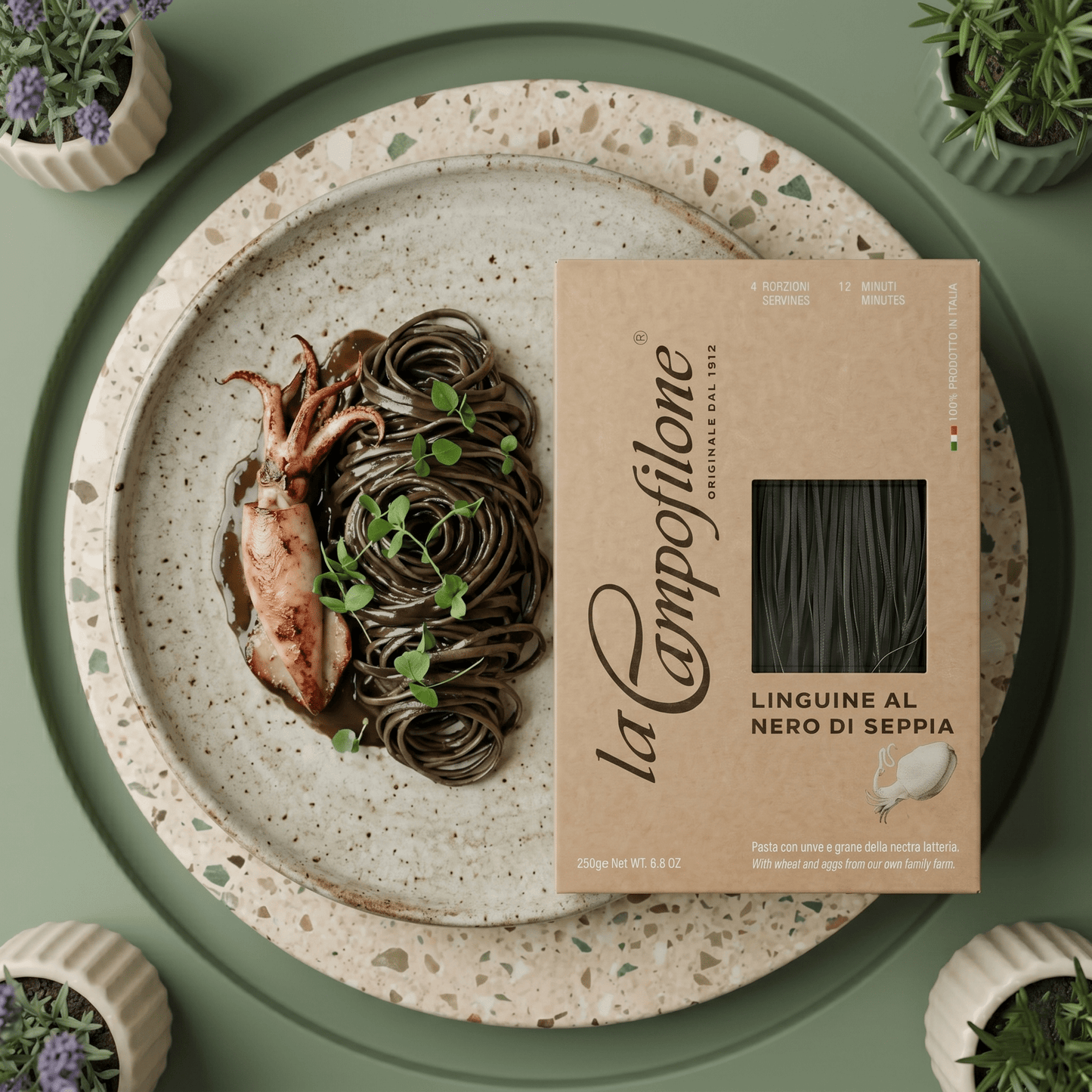 Linguine - Tintenfischtinte - Eierbandnudeln von CAMPOFILONE - Delikatess Express