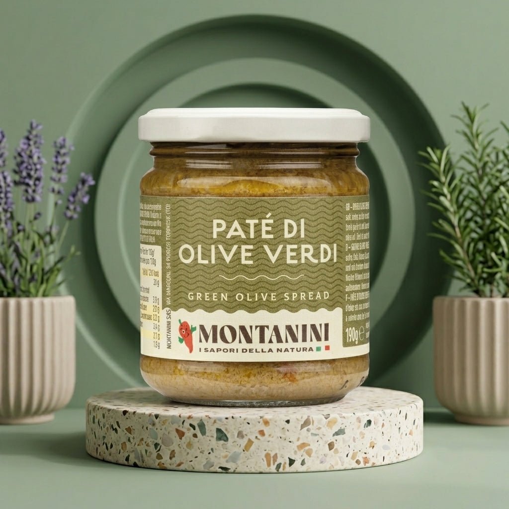 MONTANINI Grüne Olivenpaste 190g – Fruchtige Antipasti-Tapenade aus Italien - Delikatess Express