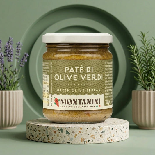 MONTANINI Grüne Olivenpaste 190g – Fruchtige Antipasti-Tapenade aus Italien - Delikatess Express