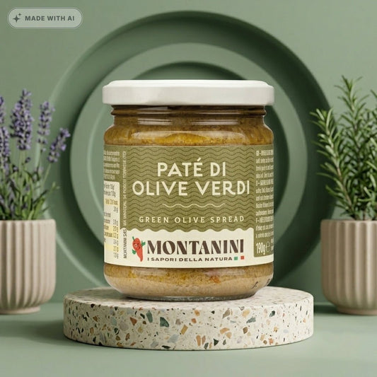 MONTANINI Grüne Olivenpaste 190g – Fruchtige Antipasti-Tapenade aus Italien - Delikatess Express