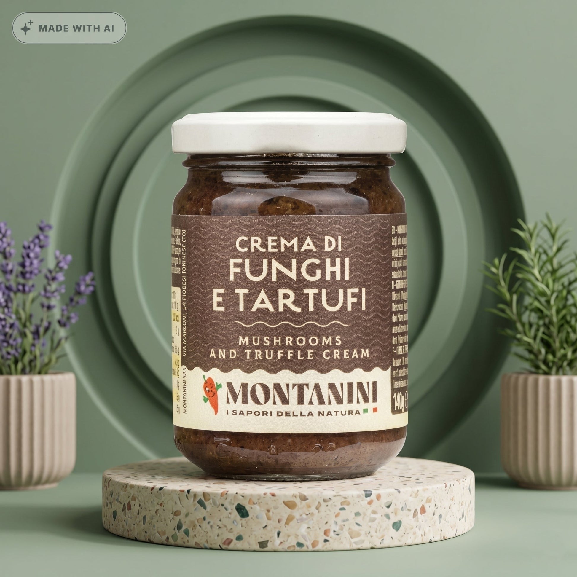Montanini Pilzcreme mit schwarzen Sommertrüffeln (140g) – Salsa Tartufata - Delikatess Express