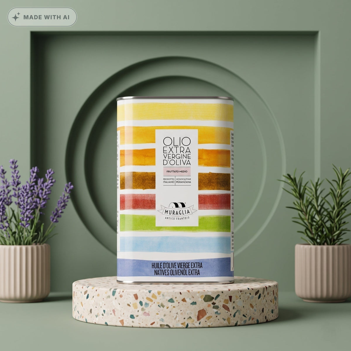 MURAGLIA Natives Olivenöl extra „Peranzana“ (1 Liter Dose) - Delikatess Express