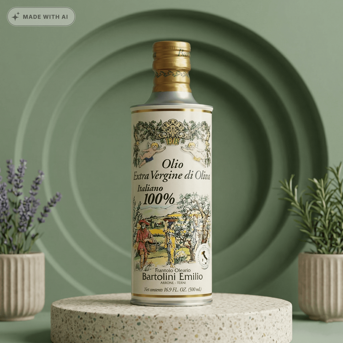 Natives Olivenöl Extra Angeli (500 ml Metalldose) – Kaltgepresstes Premium-Olivenöl - Delikatess Express