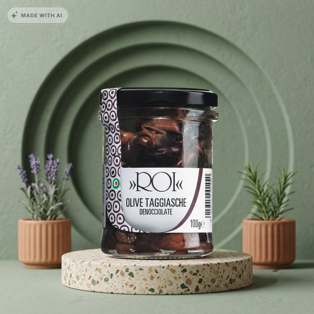 OLIO ROI Taggiasca Oliven entsteint & getrocknet – Ligurische Premium-Oliven - Delikatess Express