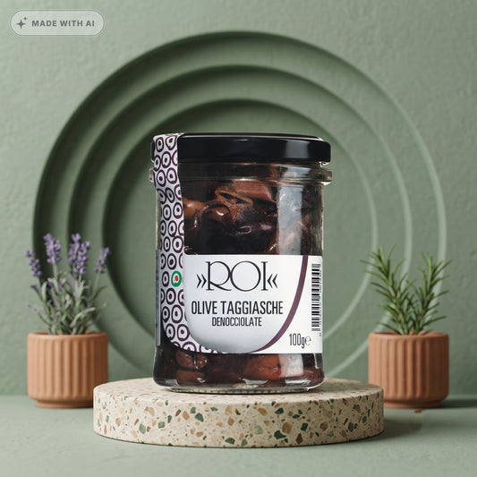 OLIO ROI Taggiasca Oliven entsteint & getrocknet – Ligurische Premium-Oliven - Delikatess Express