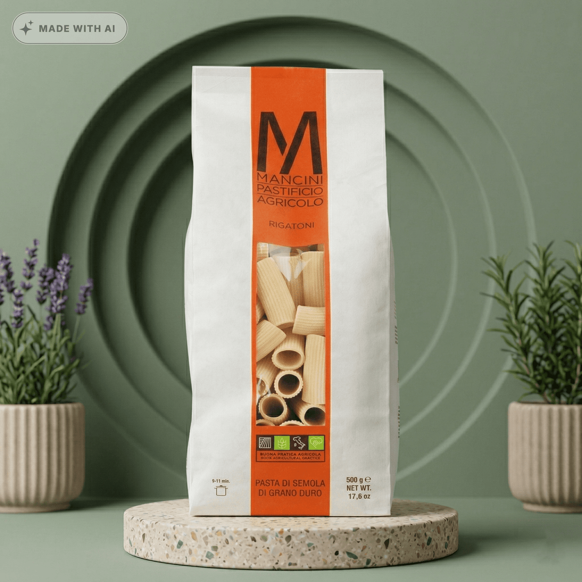 Rigatoni Röhrennudeln, Hartweizenpasta von Pasta Mancini - Delikatess Express