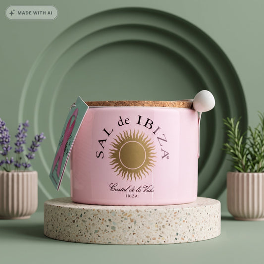 SAL DE IBIZA Fleur de Sel „La vie en rose“ 140g – Rosensalz im Keramiktopf - Delikatess Express