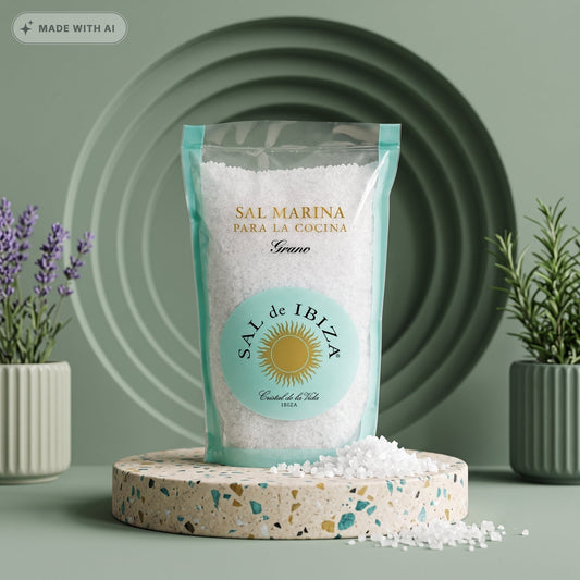 SAL DE IBIZA Sal Marina Grano 1000g – Grobes Meersalz aus Ibiza - Delikatess Express
